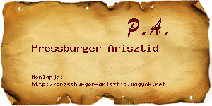 Pressburger Arisztid névjegykártya